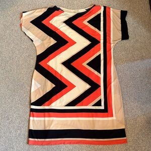 Studio One Chevron Mini Dress - Black, Red, Cream